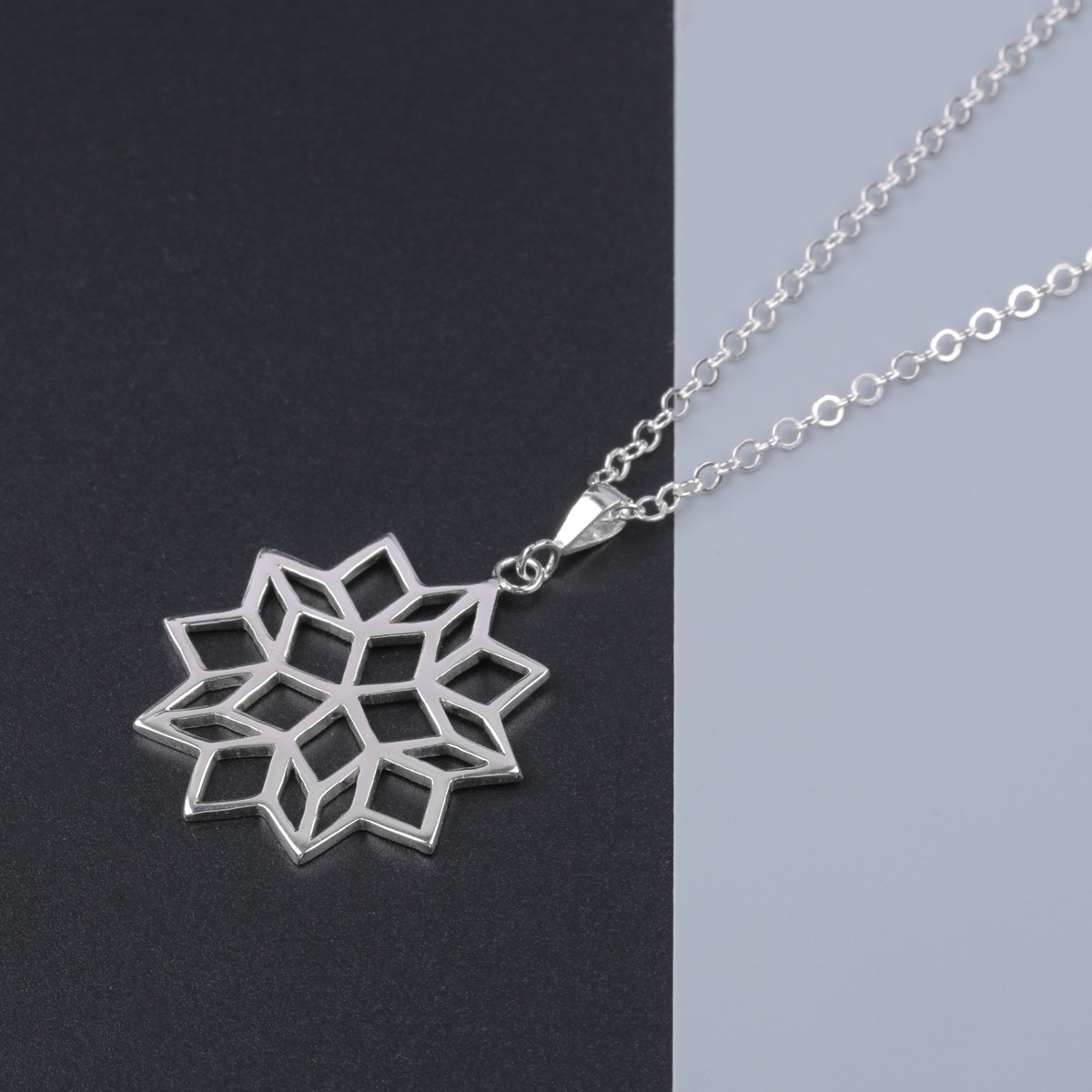 Geometric Shape Necklace | Silver Drop Pendant 2