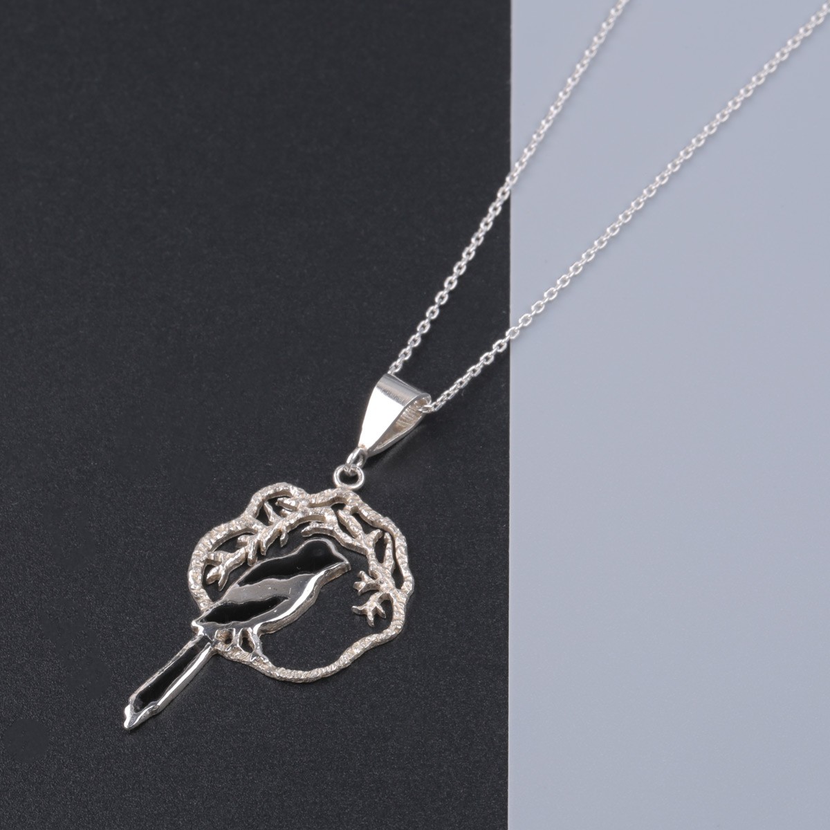 Carnelian Bird Design Necklace | Silver Pendant 2