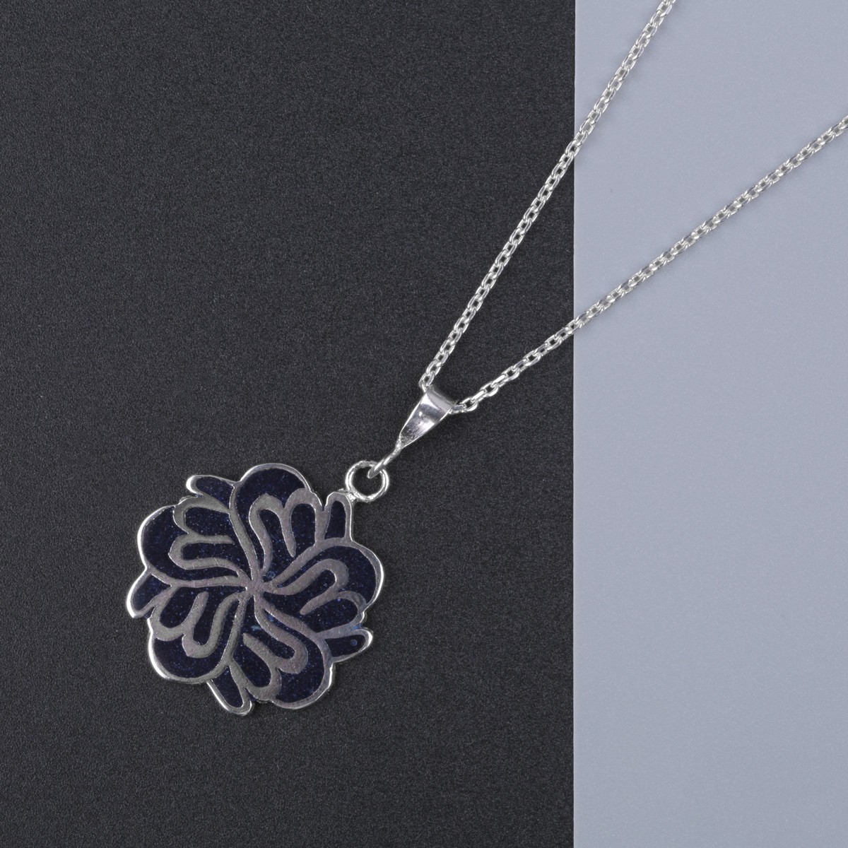 Allah Tear Drop Necklace | Silver Lapis Locket 1