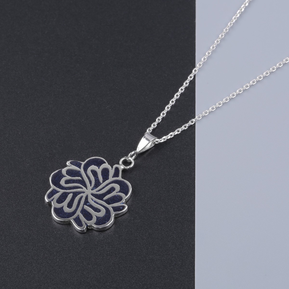 Allah Tear Drop Necklace | Silver Lapis Locket 2