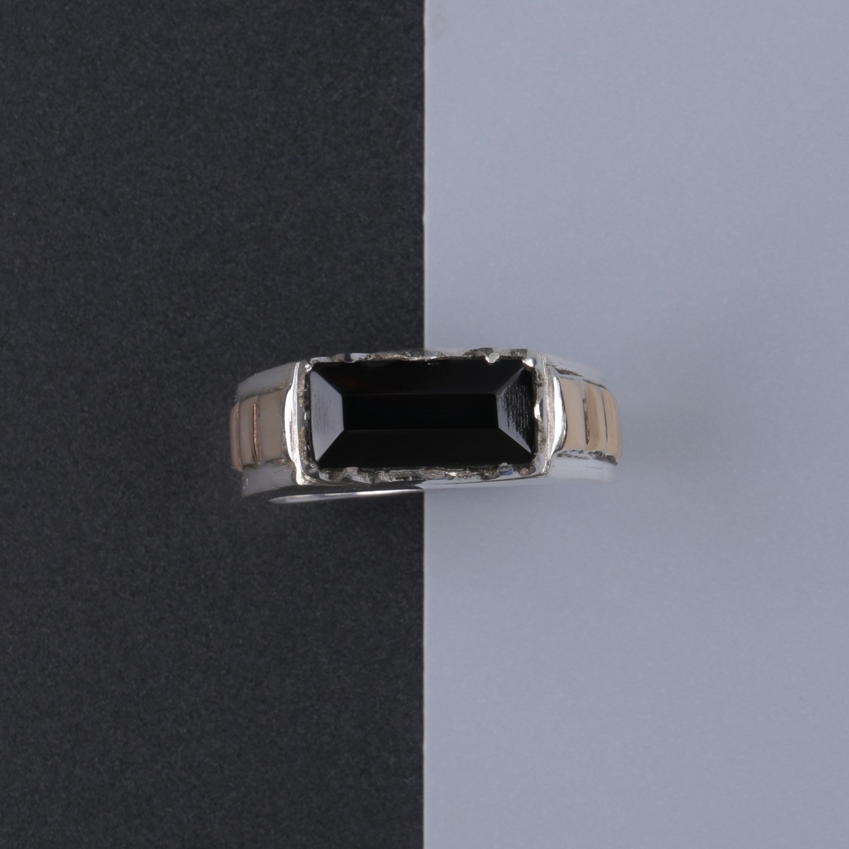 Black Carnelian Ring | Silver Flat Stone Ring 3