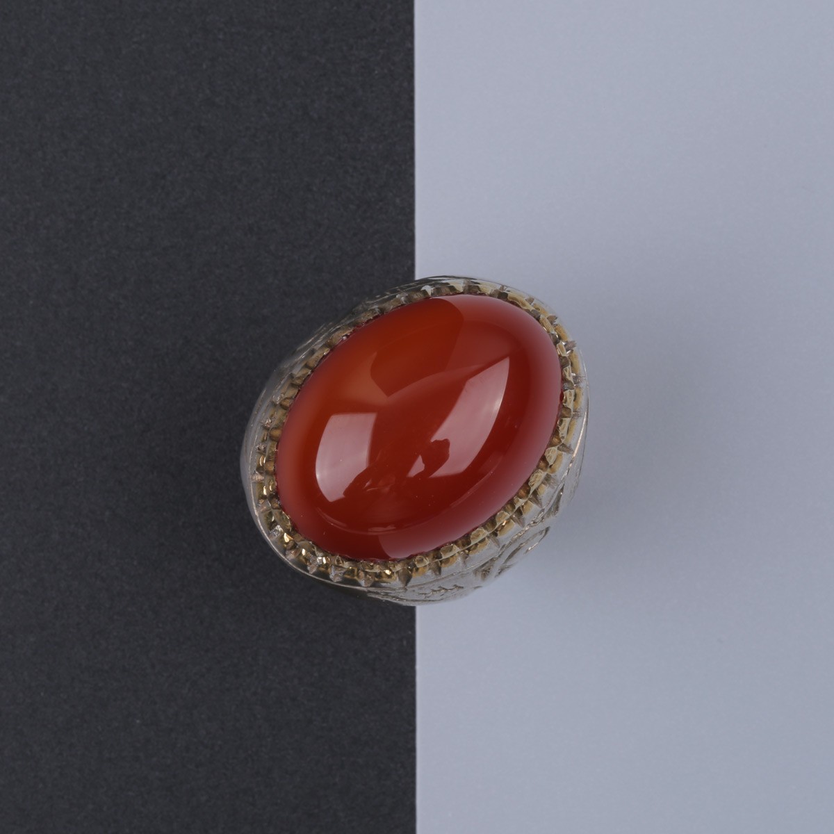 Red Carnelian Men Ring | Silver Round Ring Men 4