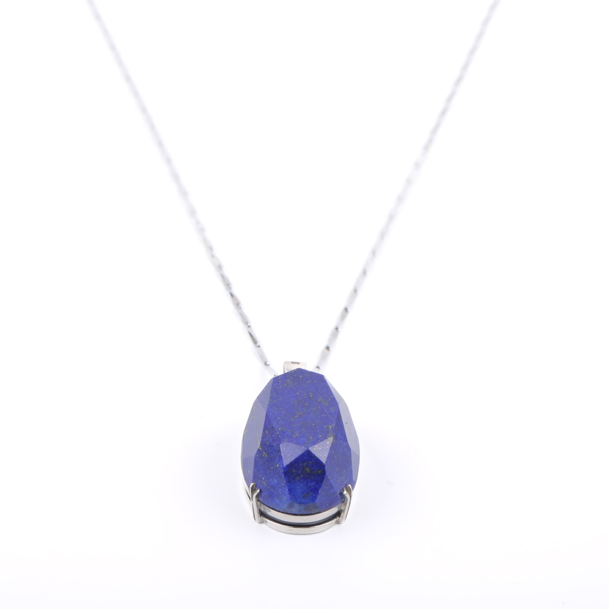 Lapis Lazuli Stone Silver Locket | Drop Oval Chain Pendant 2