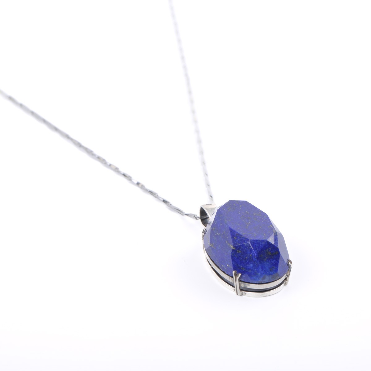Lapis Lazuli Stone Silver Locket | Drop Oval Chain Pendant 3