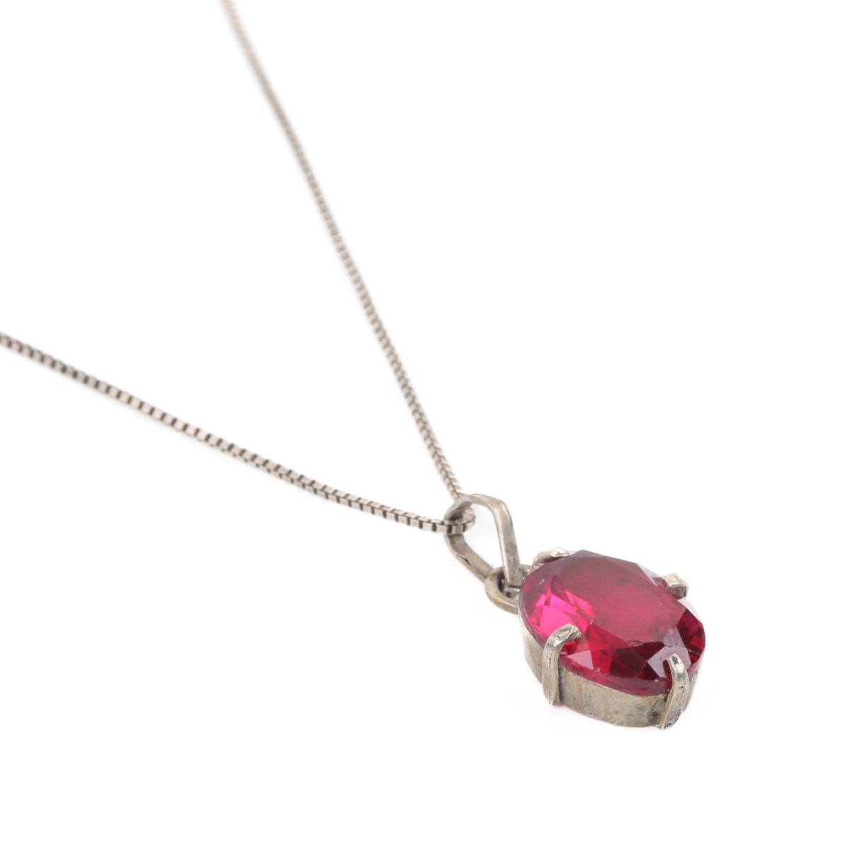 Red Agate Stone Silver Pendant | Gold Platted Drop Chain Locket 2