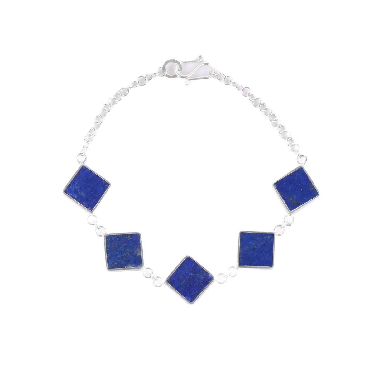 Square Lapis Lazuli Bracelet | Silver Chain Bracelet 1