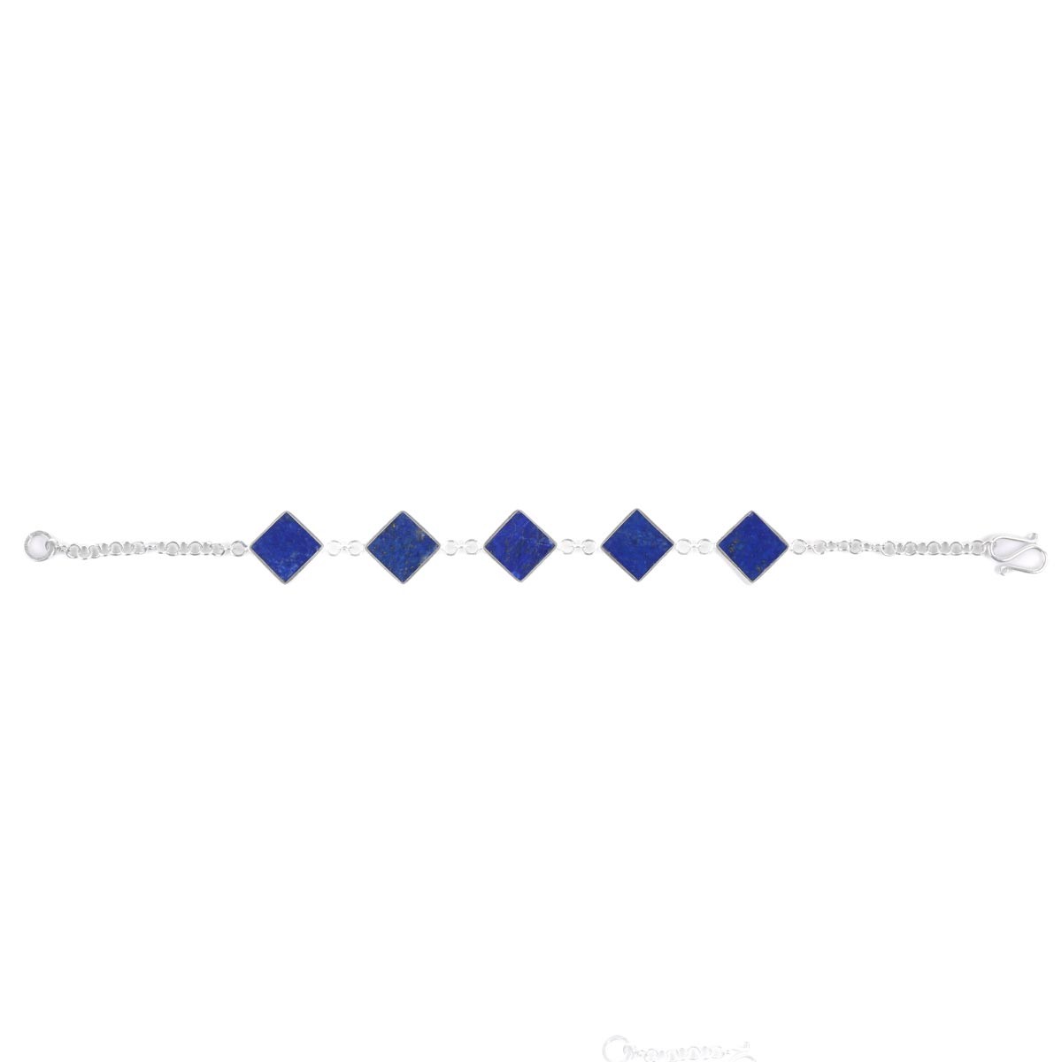 Square Lapis Lazuli Bracelet | Silver Chain Bracelet 3