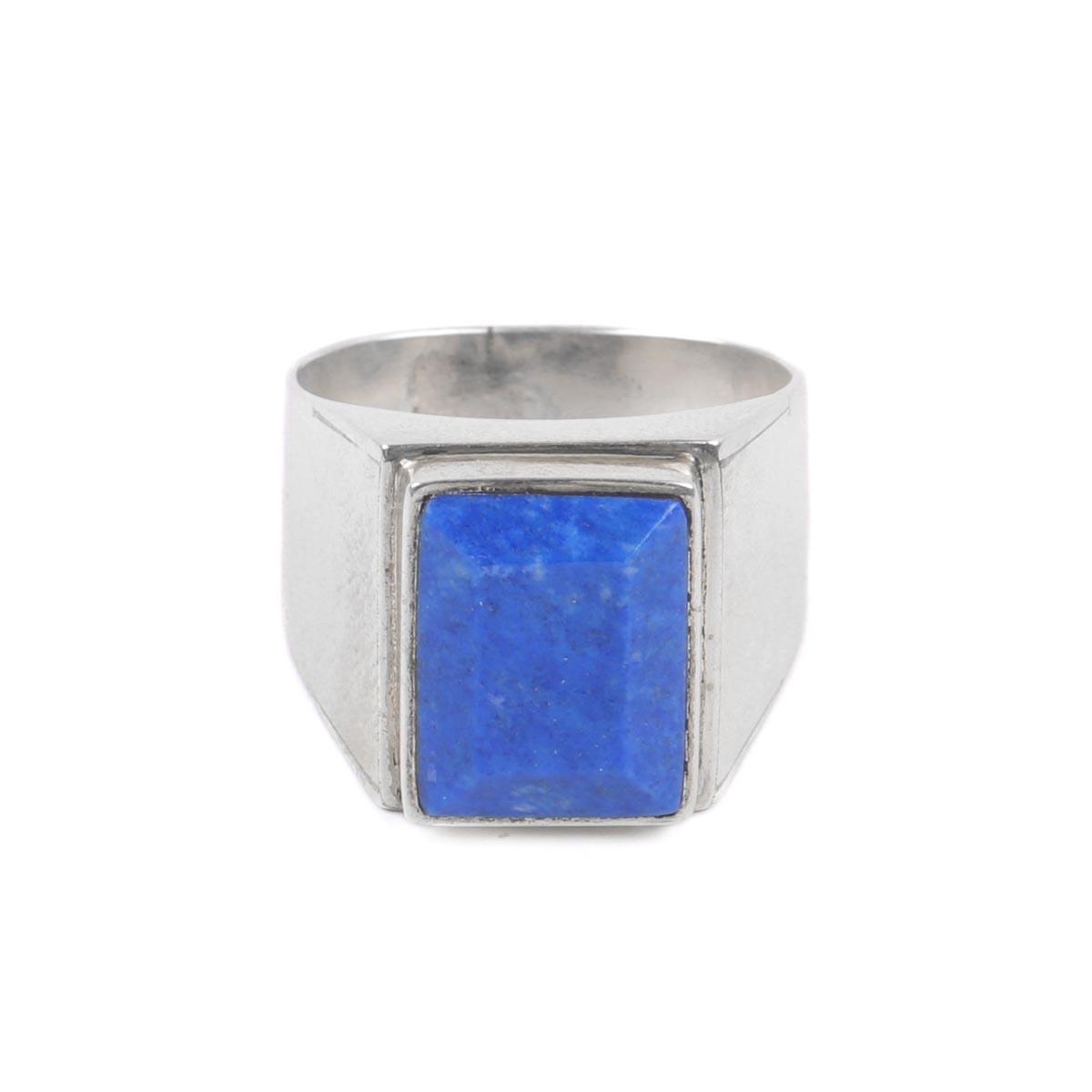 Lapis Lazuli Flat Ring | Baguette Silver Ring 3