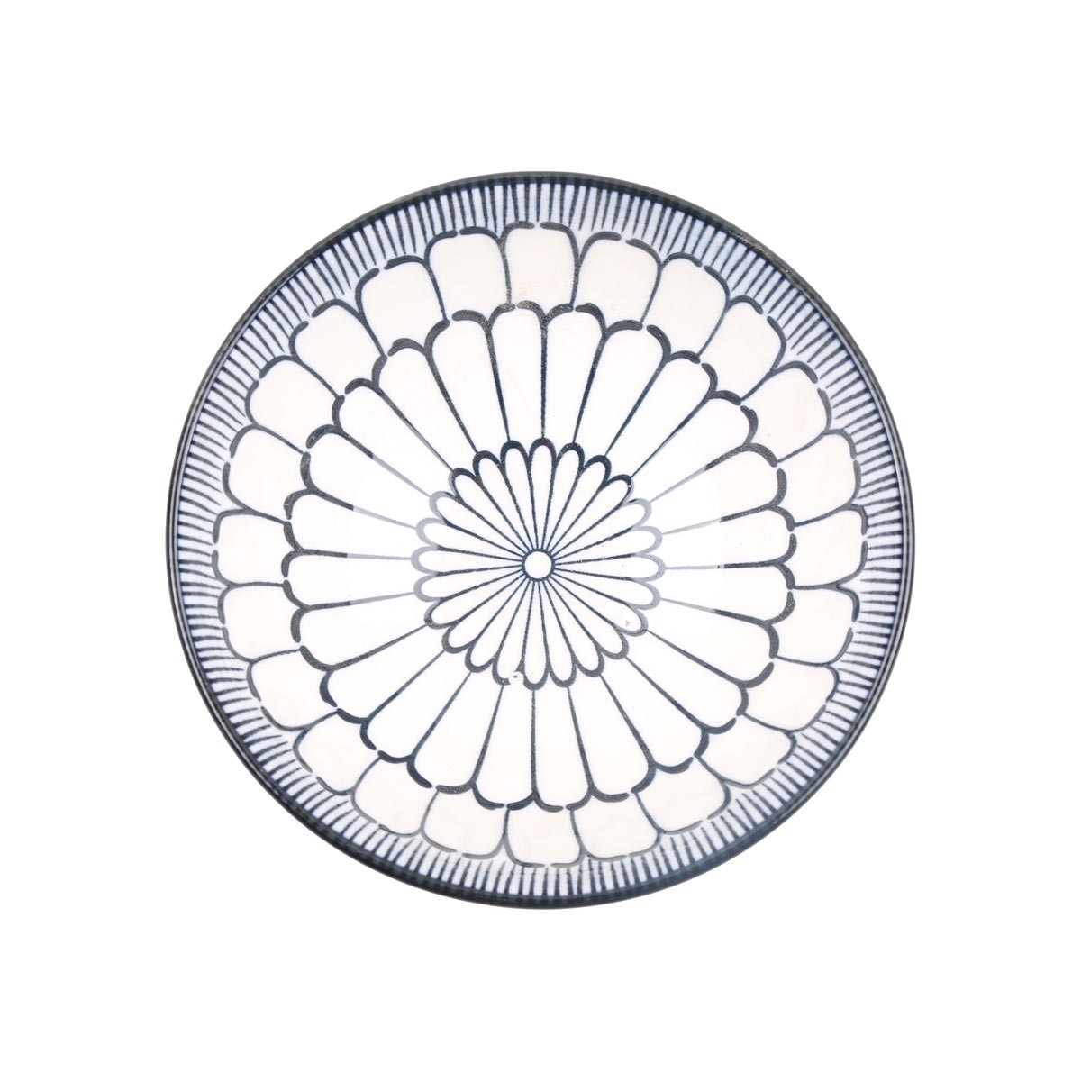 White Footed Ceramic Small Bowl | Hand-Painted Blue Patterned Bowl 2