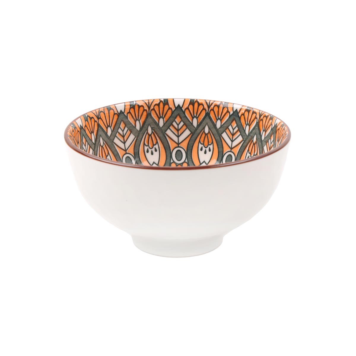 White Footed Ceramic Small Bowl | Hand-Painted Brown & White Pattern Bowl  1