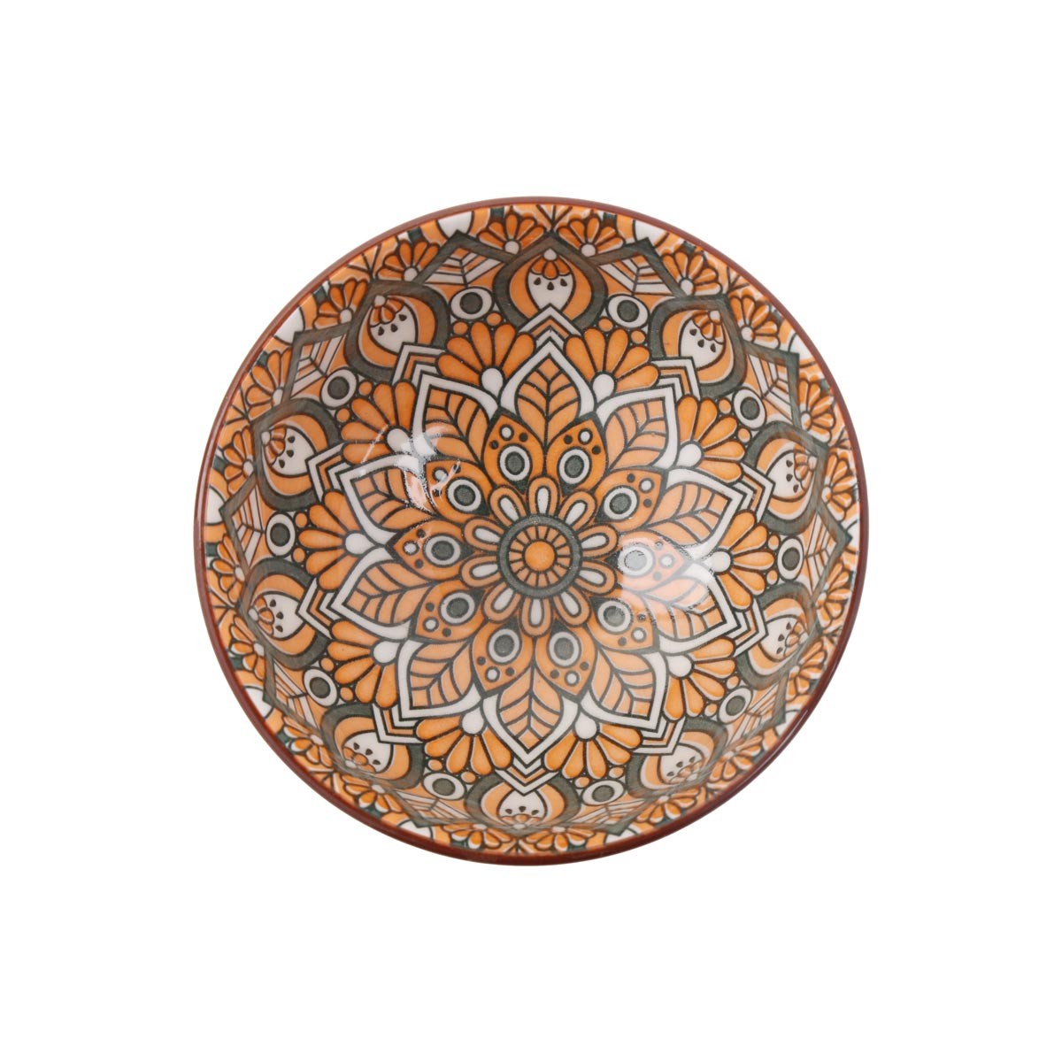 White Footed Ceramic Small Bowl | Hand-Painted Brown & White Pattern Bowl  2