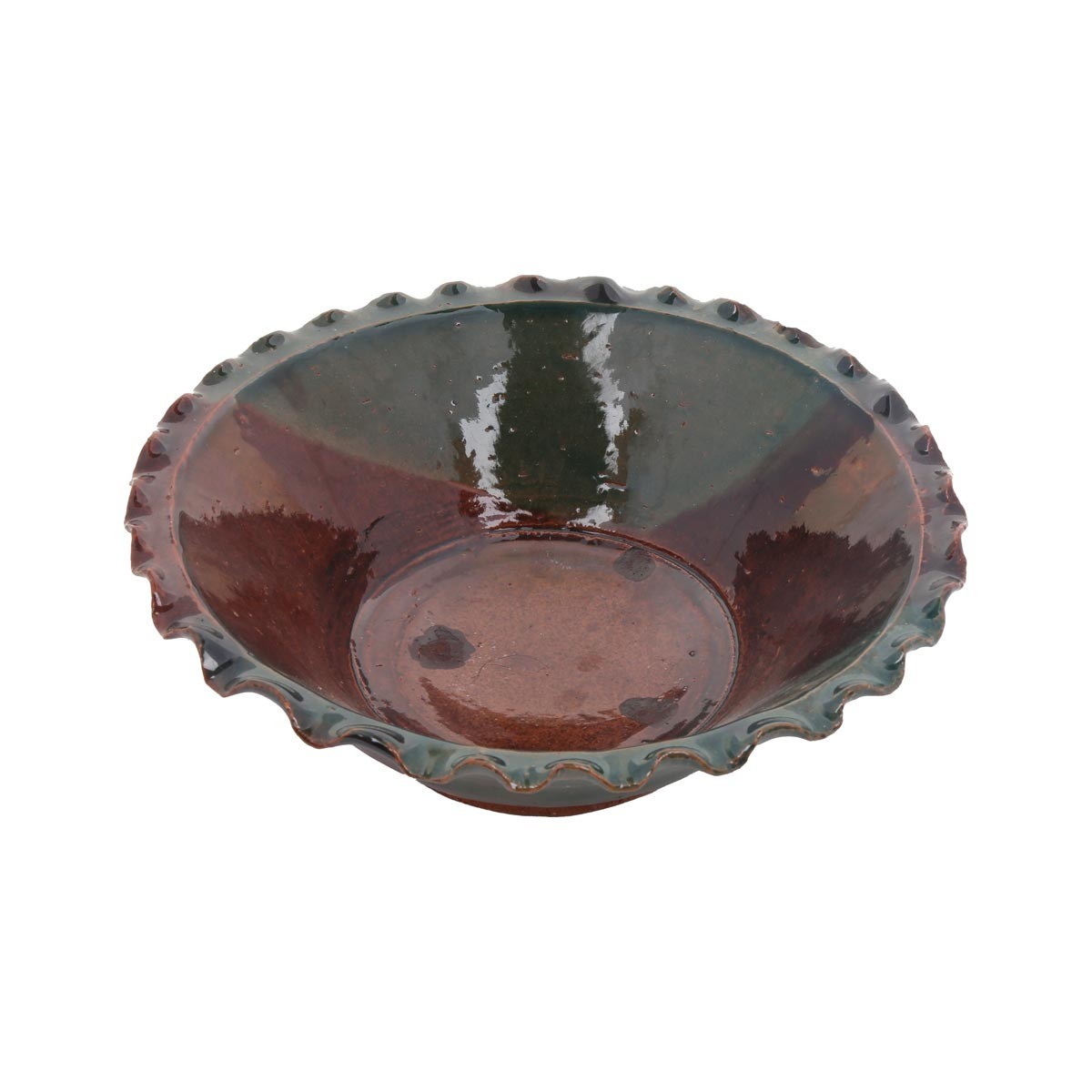 Maroon & Green Shaded Stylish Ceramic Bowl | Curled Edge Handmade Footed Bowl 1