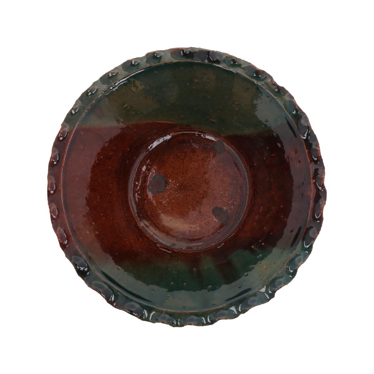 Maroon & Green Shaded Stylish Ceramic Bowl | Curled Edge Handmade Footed Bowl 2