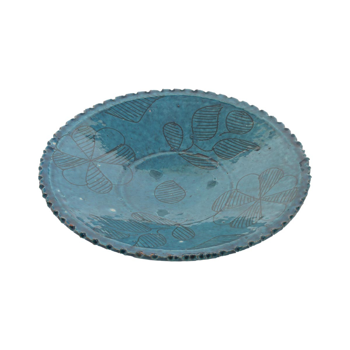 Green Ceramic Footed Plate | Curled Edge Rustic Ceramic Plate 1