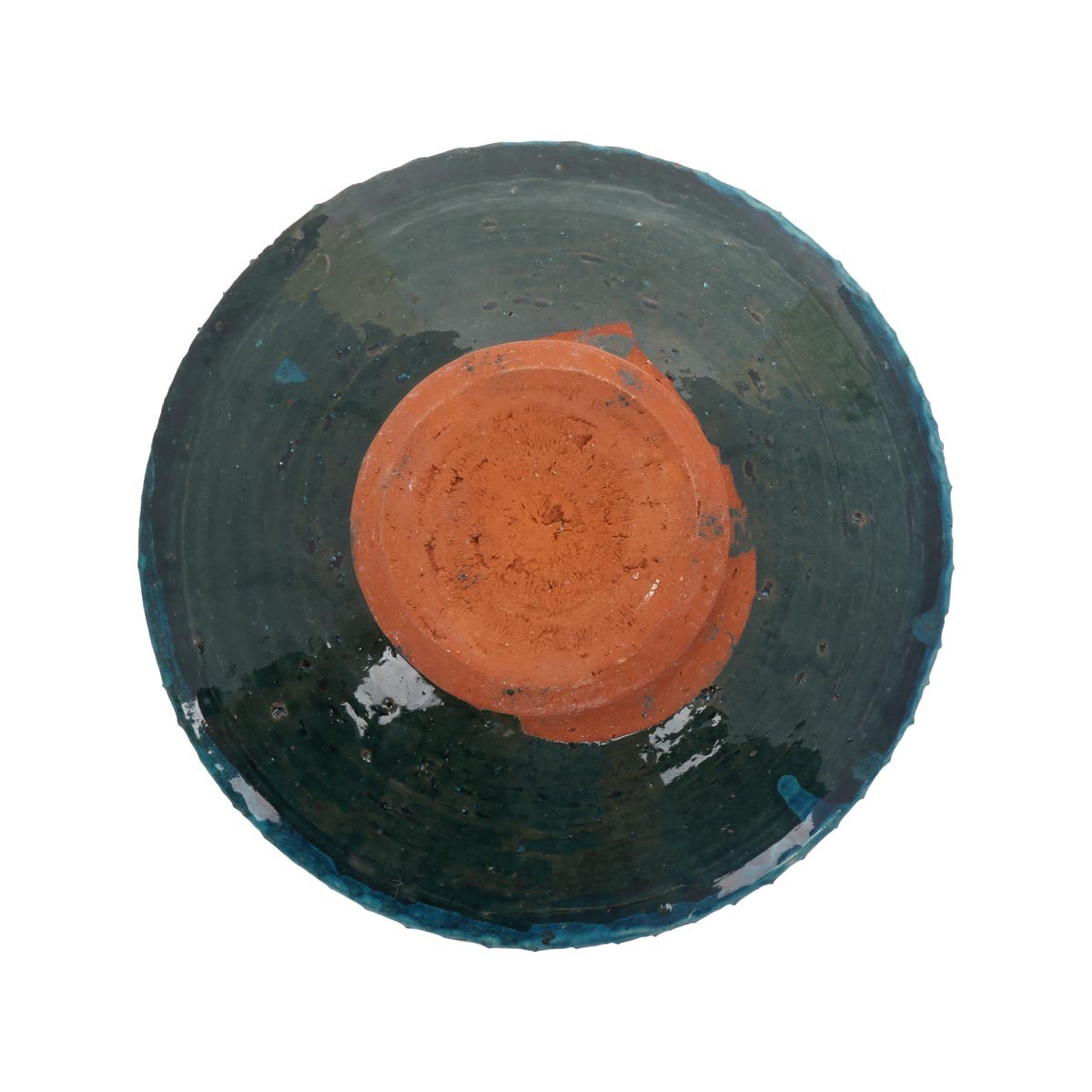Green Ceramic Footed Plate | Curled Edge Rustic Ceramic Plate 3