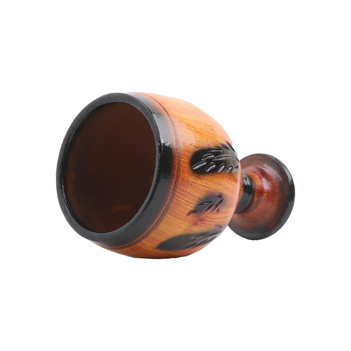 Black & Brown Modern Ceramic Glass | Handmade Petal Engraved Glass 3