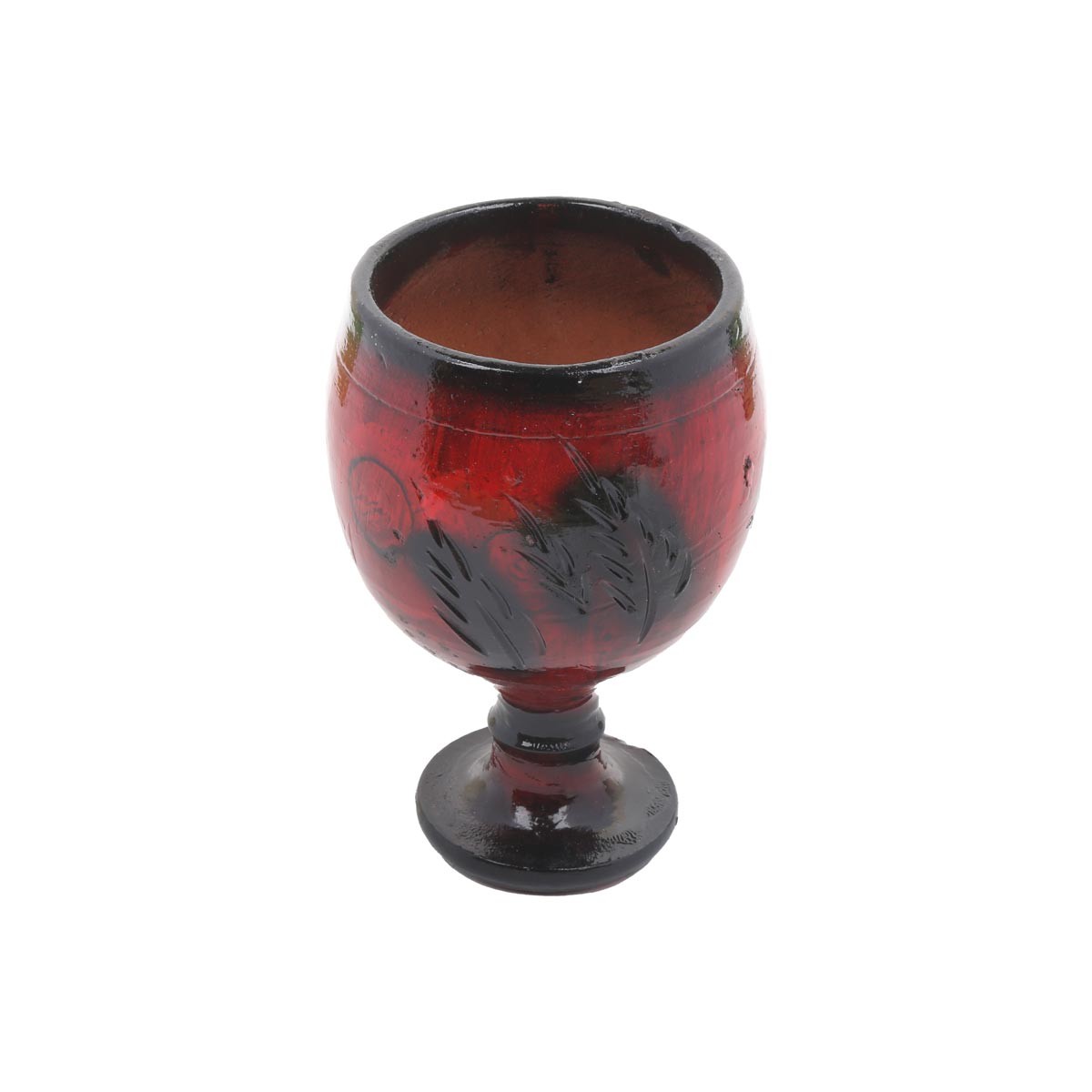 Black & Red Ceramic Glass | Handmade Petal Engraved Fancy Glass  2