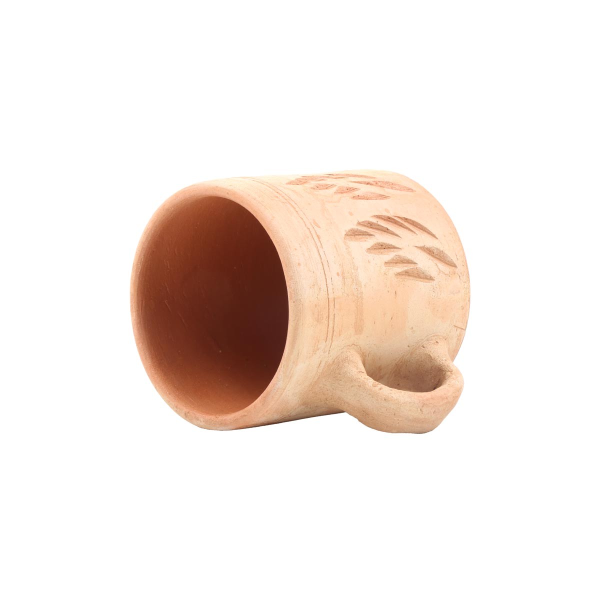 Brown Ceramic Clay Glass | Handmade Petal Engraved Glass 3