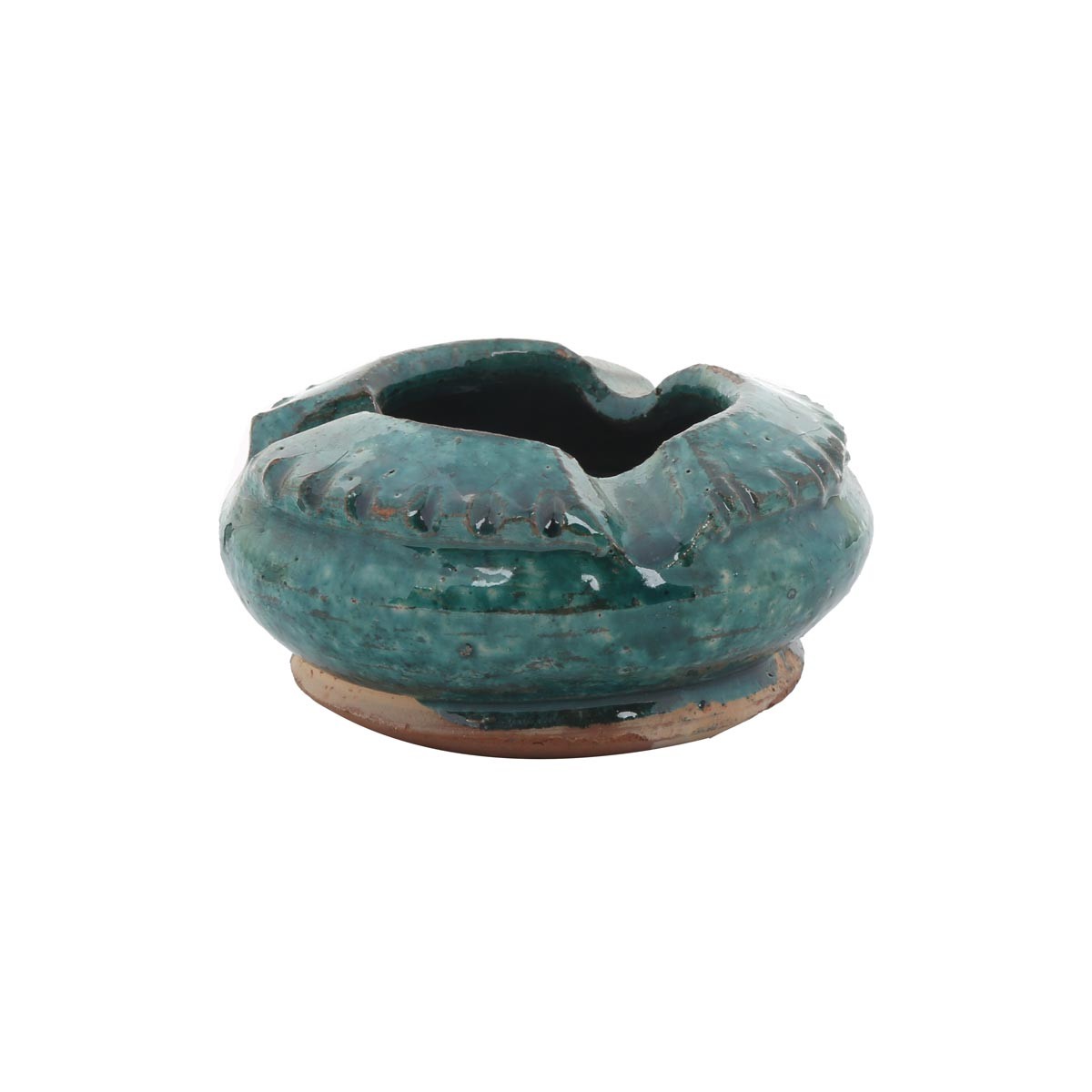 Green Handmade Ceramic Ash Tray | Footed Handcrafted Ash Plate in Green Ceramic 1
