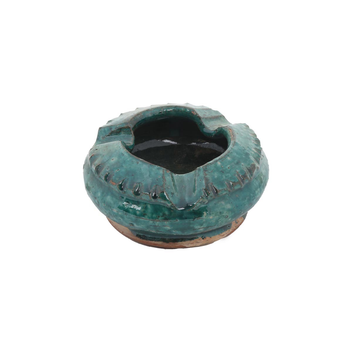 Green Handmade Ceramic Ash Tray | Footed Handcrafted Ash Plate in Green Ceramic 2