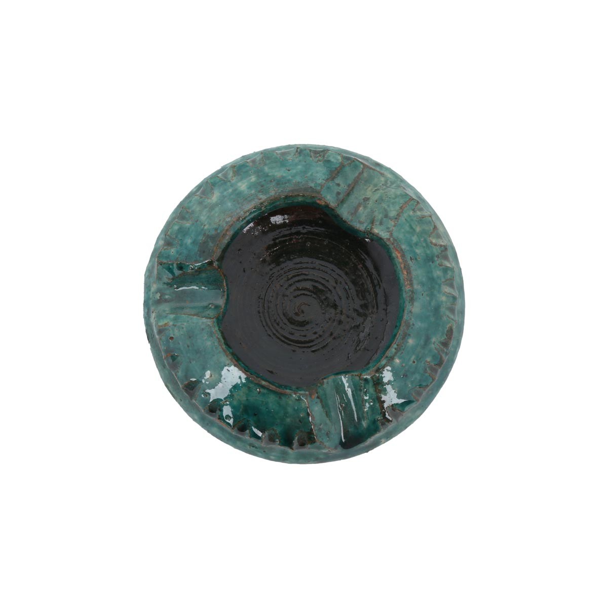 Green Handmade Ceramic Ash Tray | Footed Handcrafted Ash Plate in Green Ceramic 3