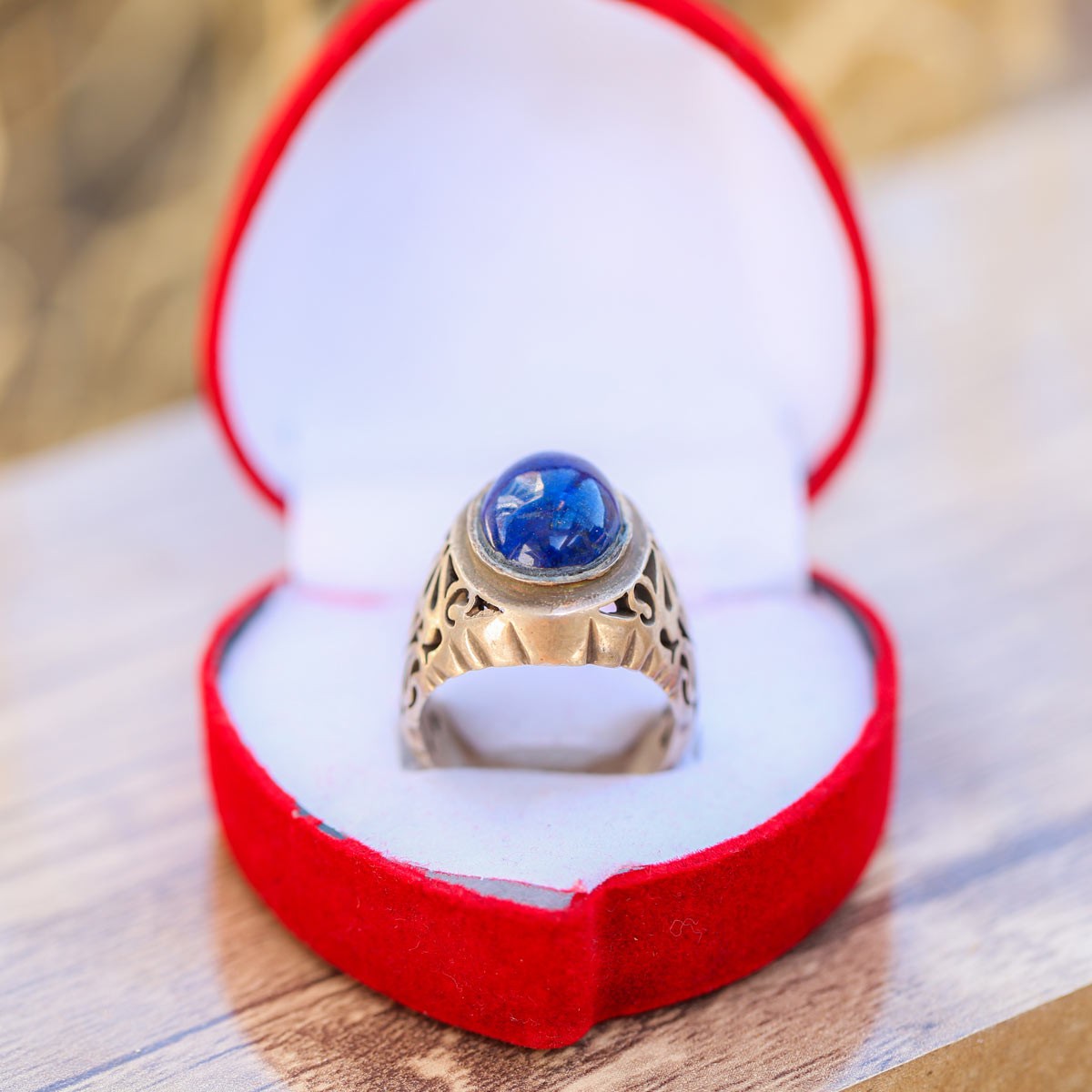 Lapis Lazuli Men's Ring | Silver Engraved Ring 2
