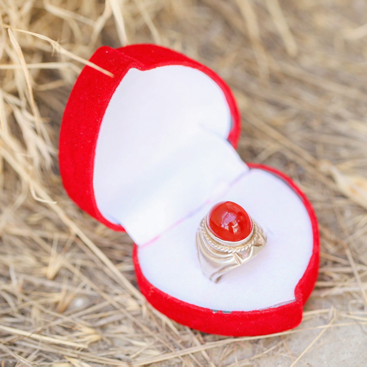Red Carnelian Gemstone Ring | Round Cut Fancy Ring  2