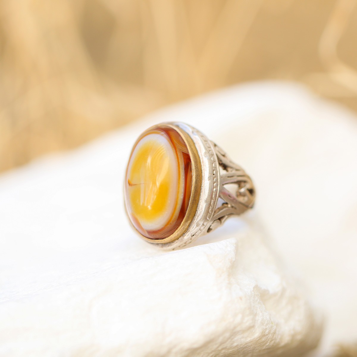 Carnelian Gemstone Ring | Oval Cut Silver Ring 1