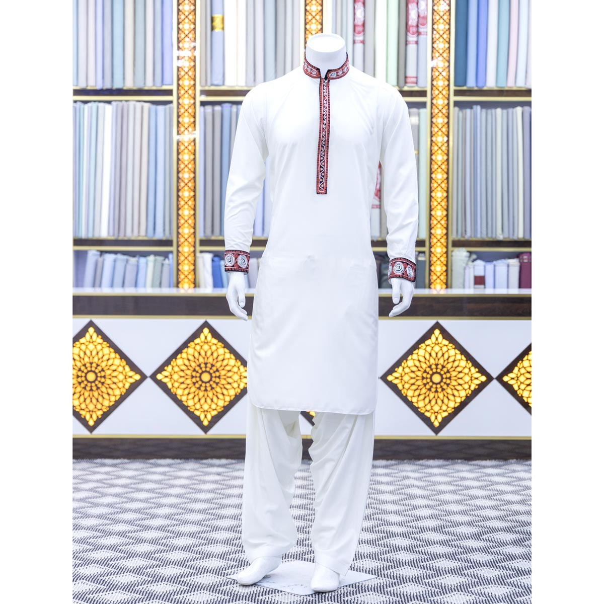 Black Afghani Men's Waistcoat with White Outfit 3