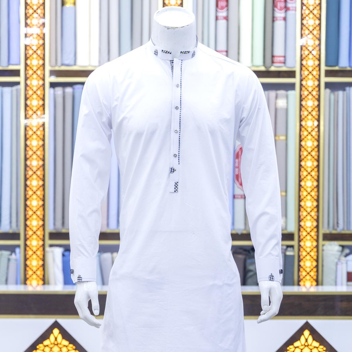 White Cotton Men's Outfit | Embroidered Casual Wear Men's Attire 1
