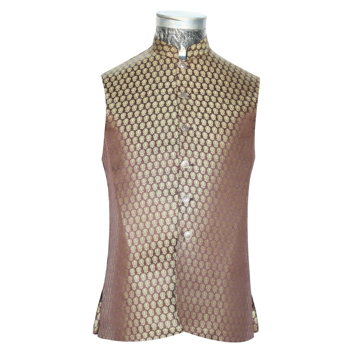 Banarasi Man's Waistcoat | Cream Collared Vest 1