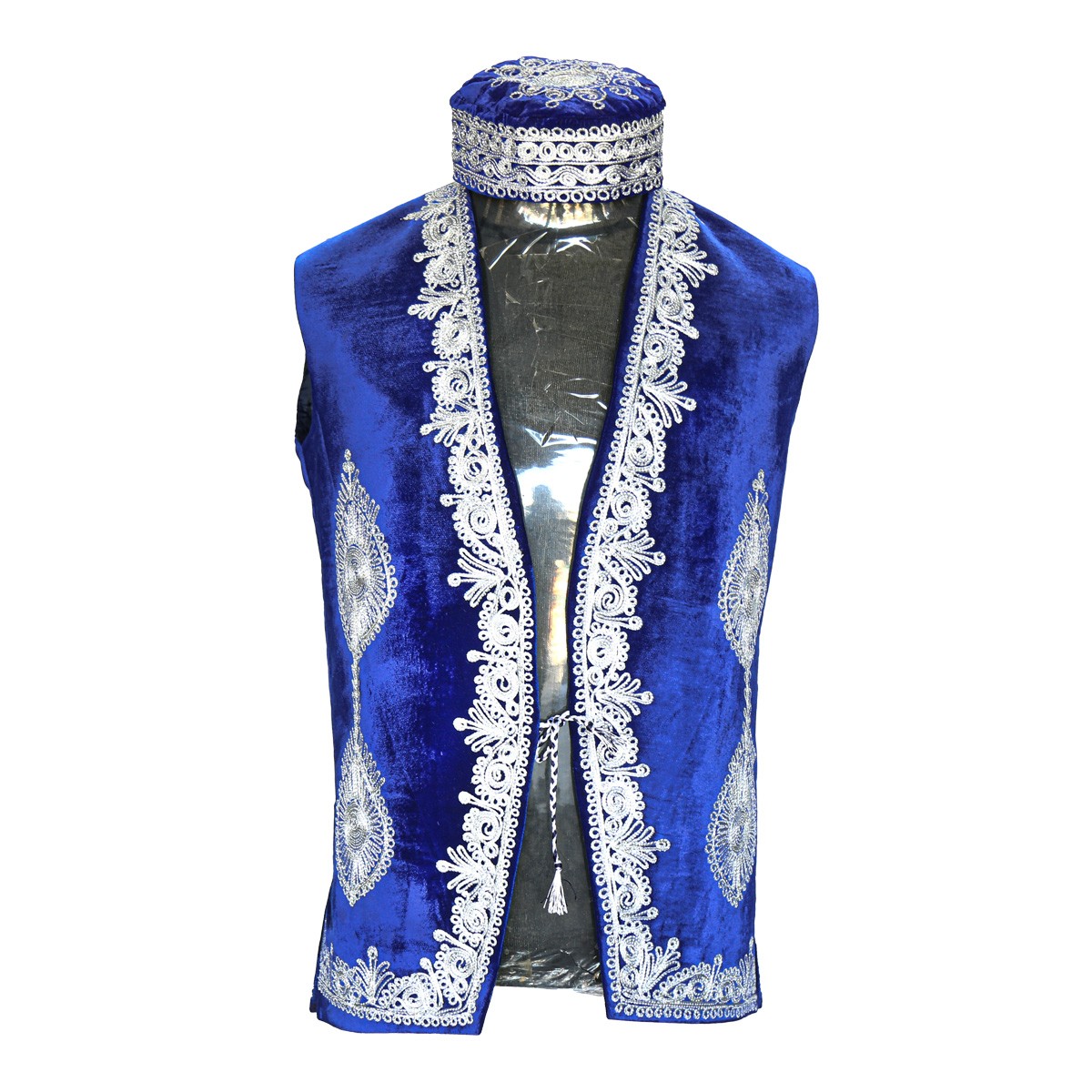 Blue Velvet Cherma Embroidered Vest | Men's Fancy Waistcoat 1