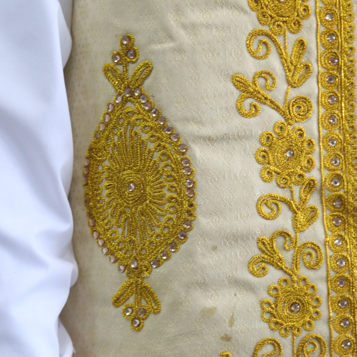 Afghan Men Dress Golden Cherma Embroidered Waistcoat Full Set 5