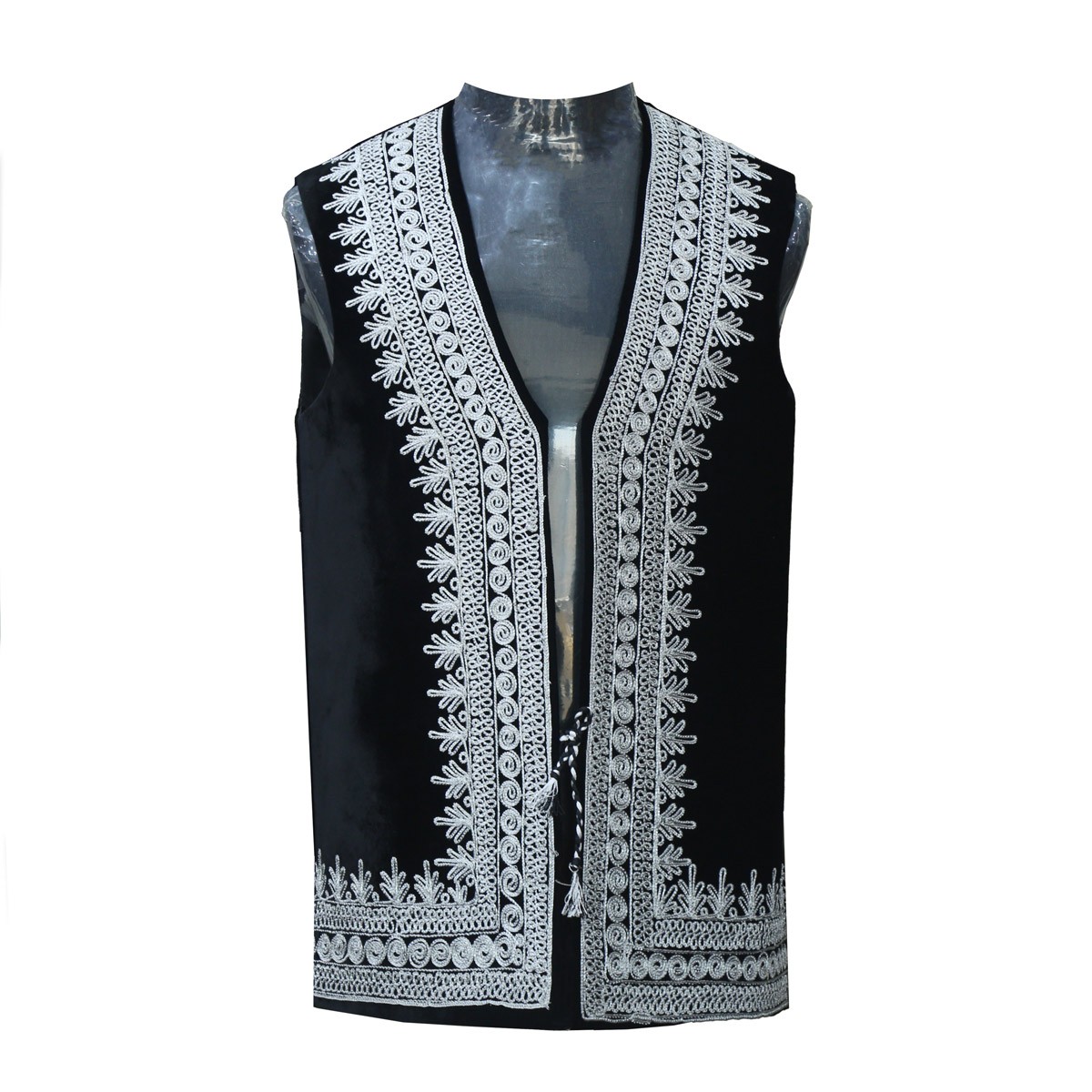 Black Cherma Embroidered Vest | Handmade Velvet Waistcoat 1