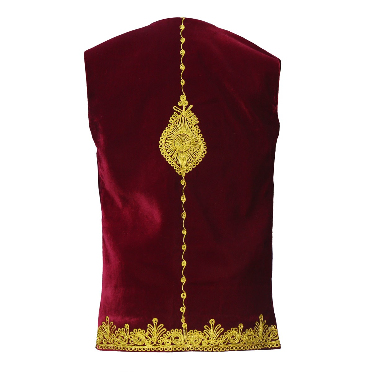 Red Velvet Waistcoat | Golden Cherma Embroidered Vest 2