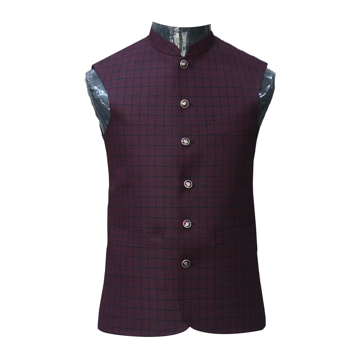 Violet Collared Vest | Striped Casual Wear Waistcoat 1