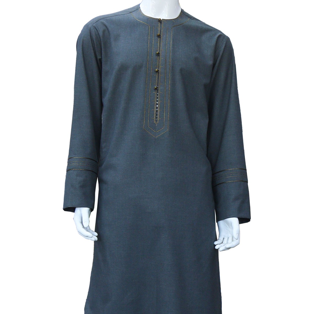 Dark Gray Men's Dress Arabic Collar, Traditional Clothes For Men 2
