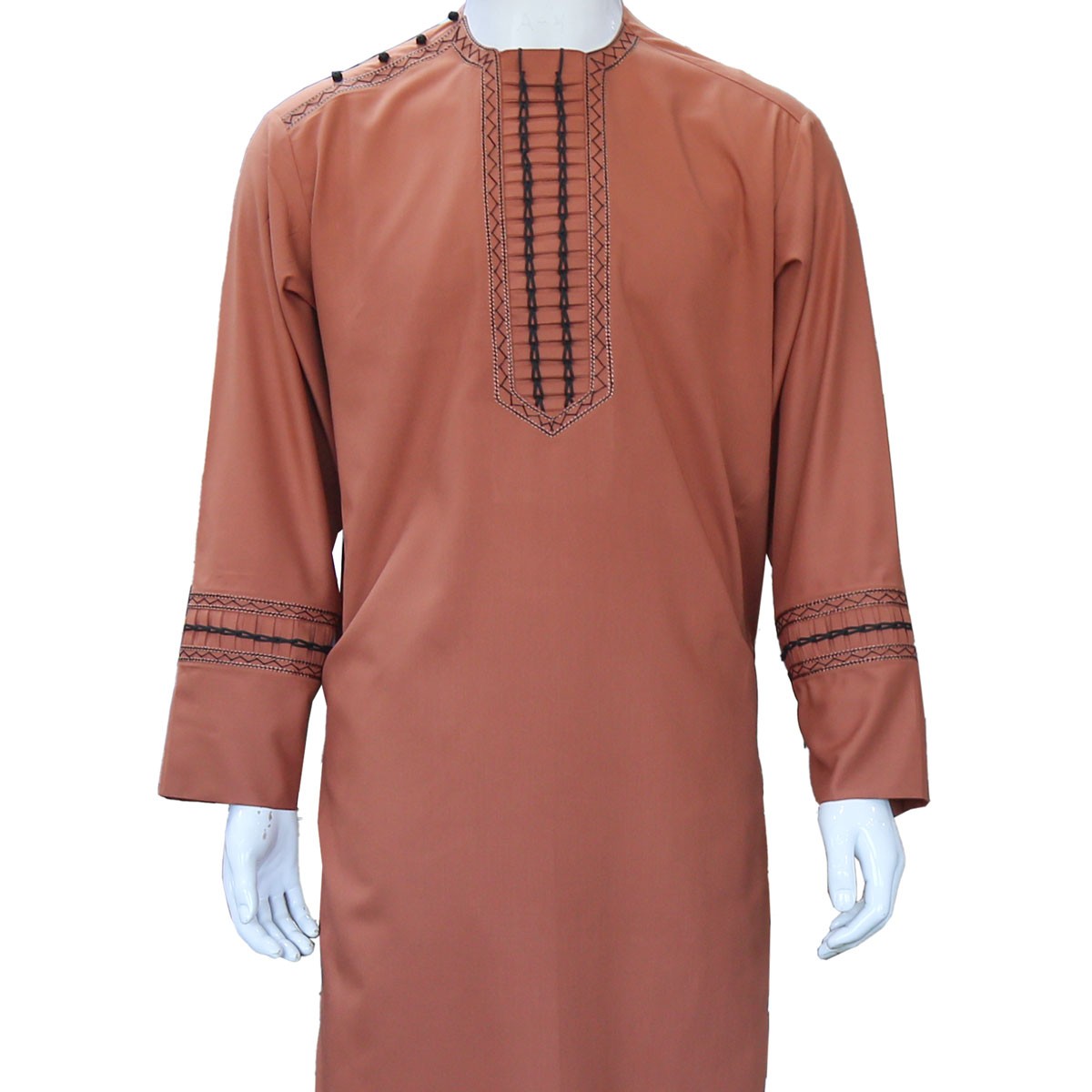 Orange Men's Outfit With Black Embroidery 2