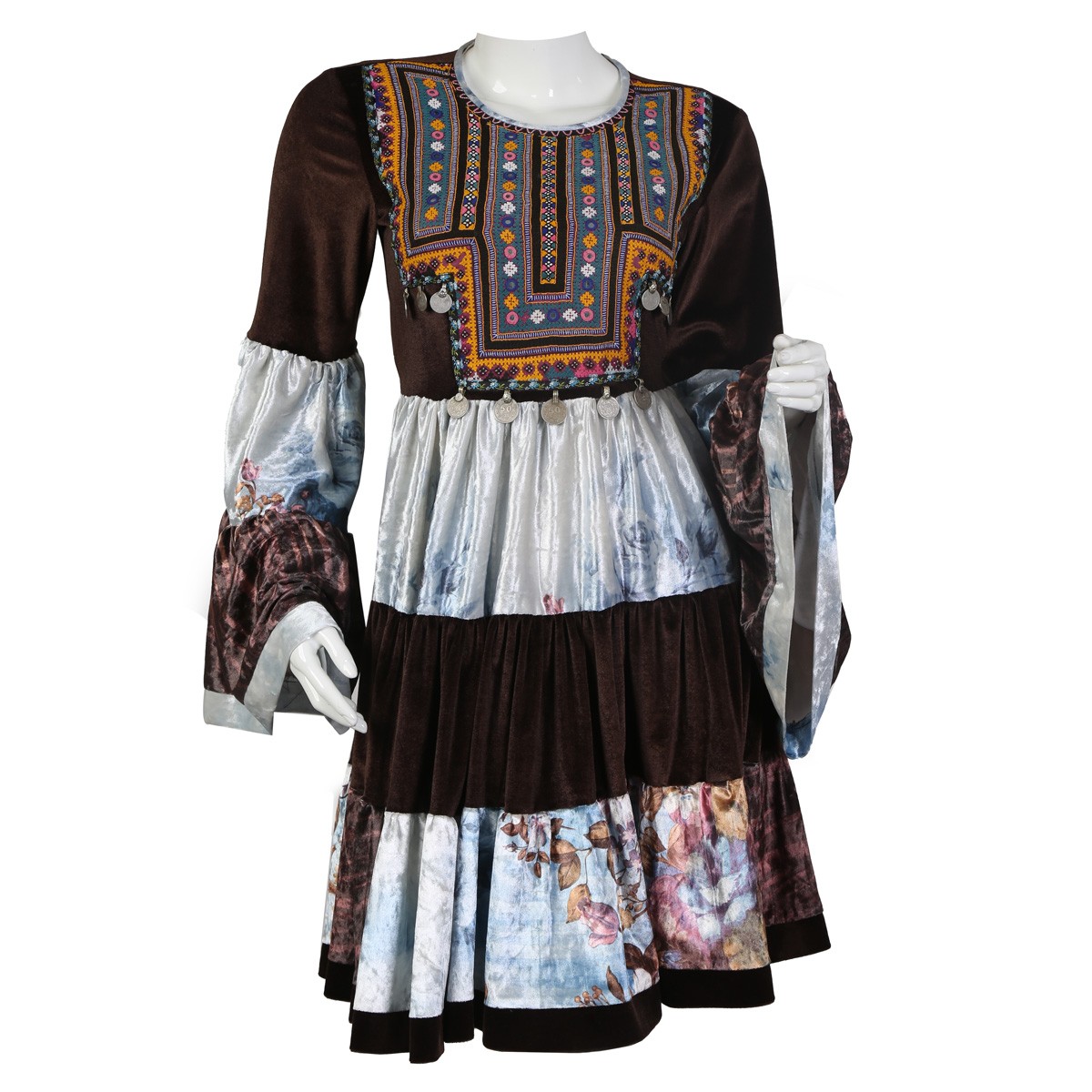 Velvet Coin Embroidered Short Frock | Fancy Party Wear Frock 1