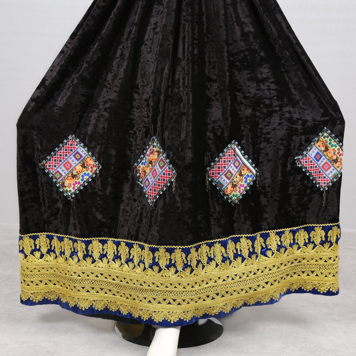 Black Cherma Embroidered Maxi | Velvet Cuff Sleeve Maxi 3