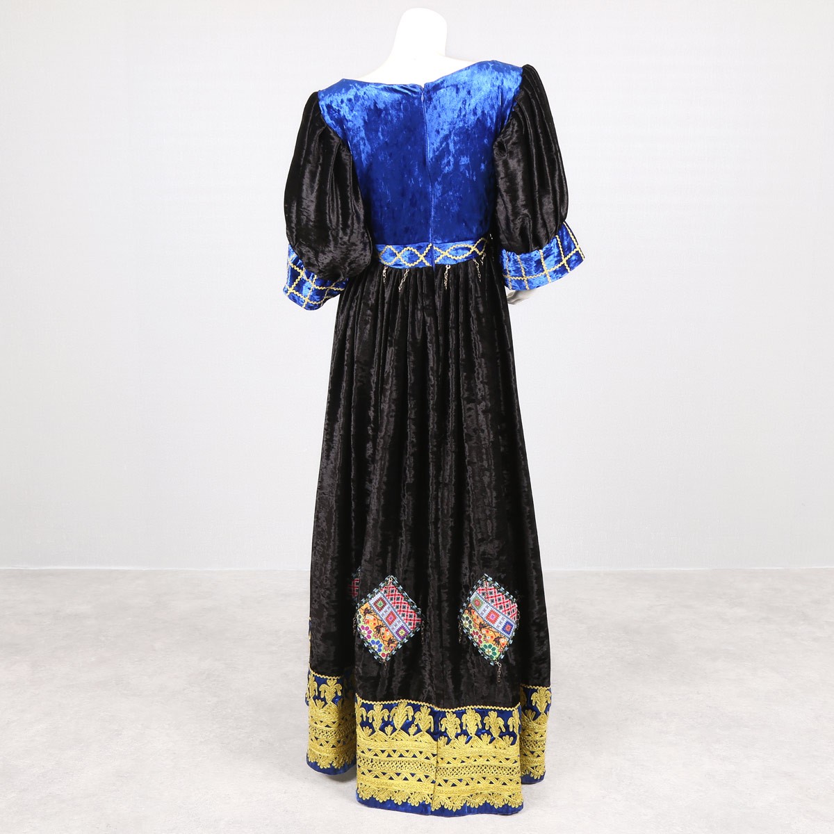 Black Cherma Embroidered Maxi | Velvet Cuff Sleeve Maxi 5