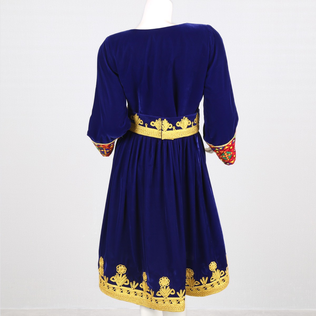Long Jacket with Afghan Dress | Velvet Coat and Satin Dress 4