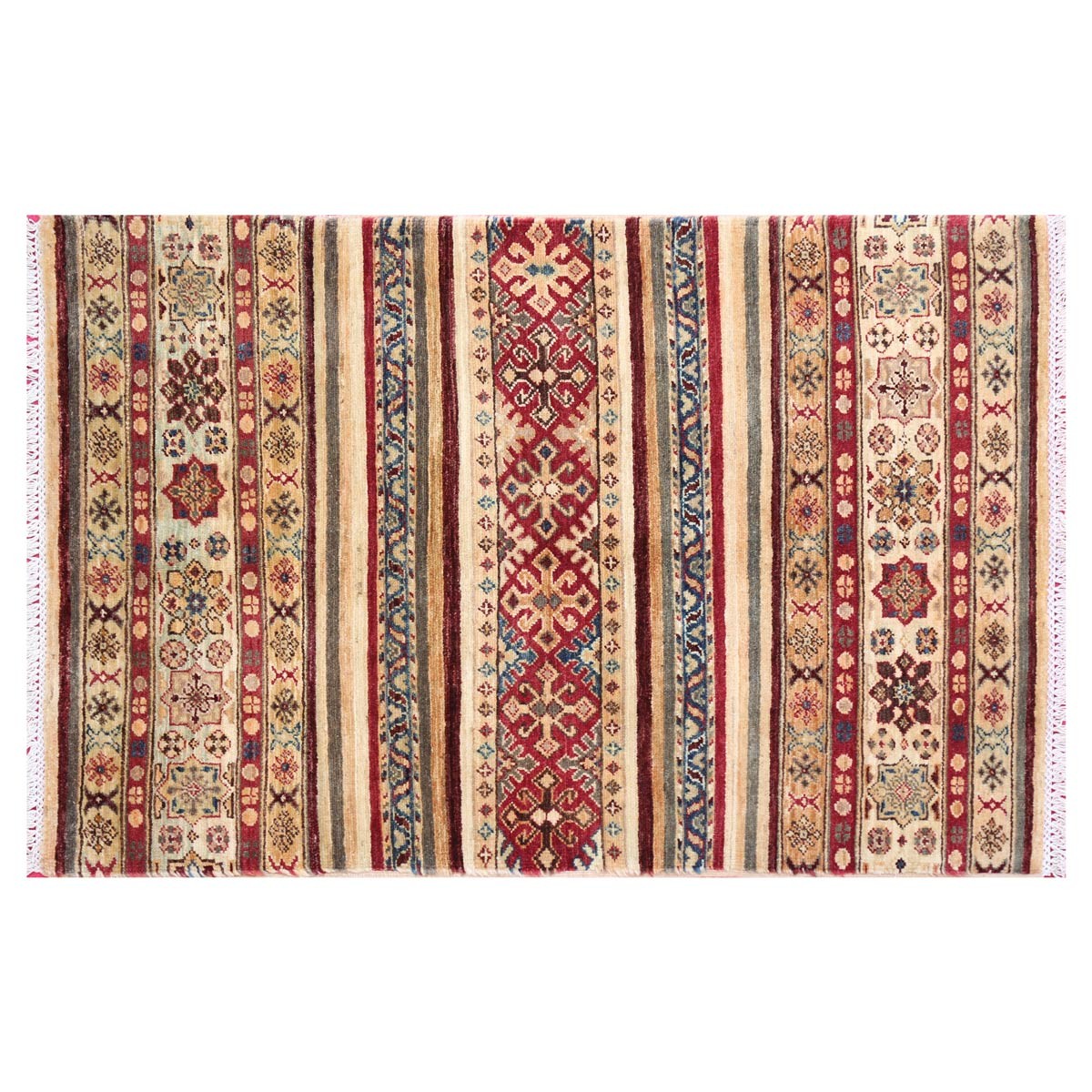 Mirror Design Handmade Carpet| Best Selling Afghan Carpet 3' 5" X 2' 5" 1