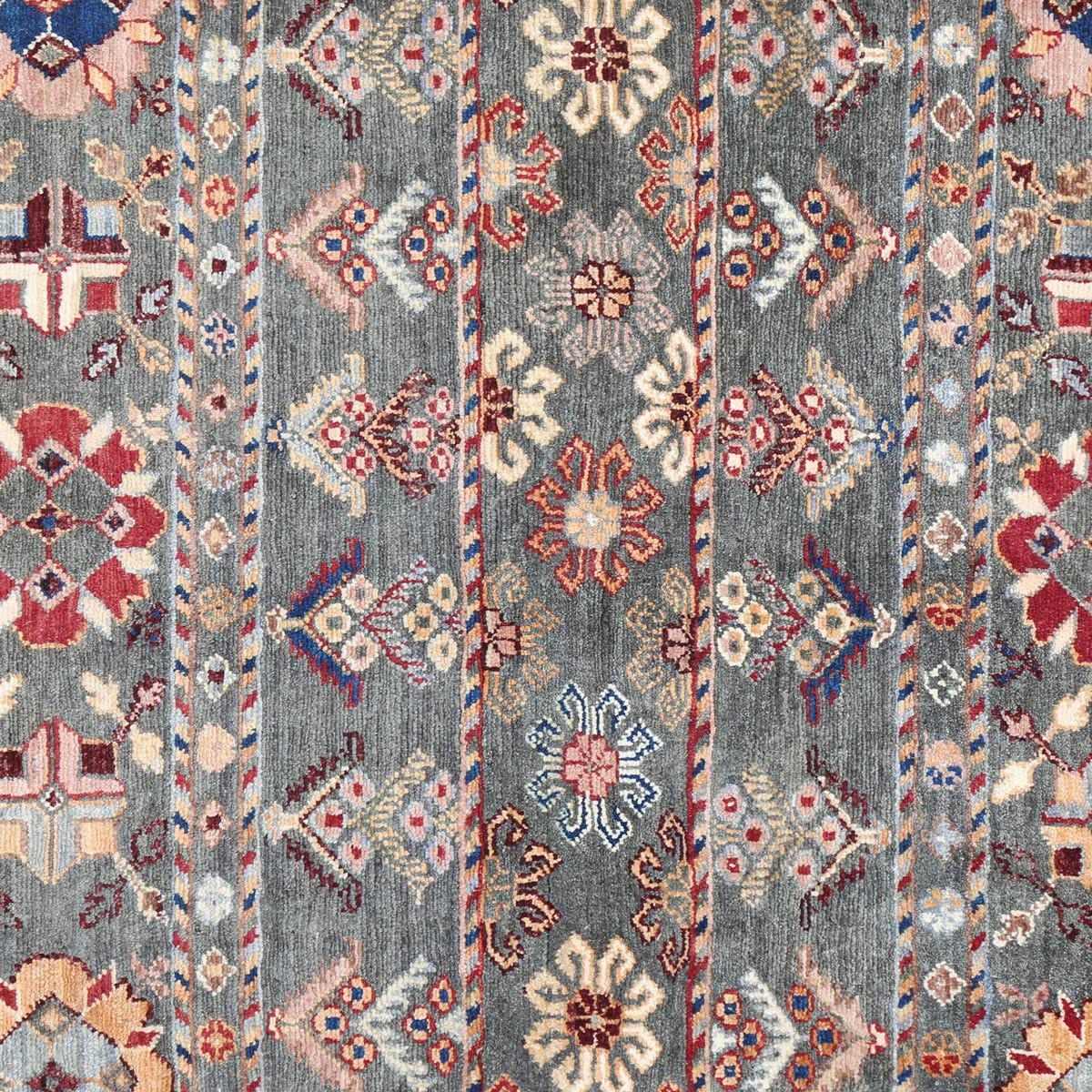 Mirror Mixed Design Carpet| Beautiful Afghan Handwoven Rug 3' 7" X 2' 5" 2