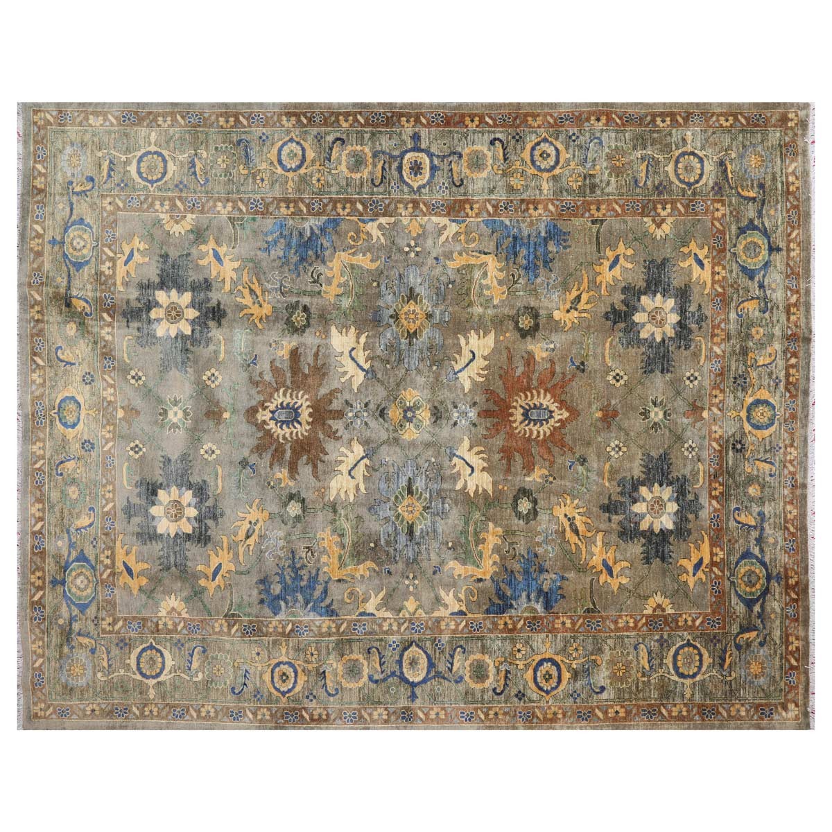 Wooden Design Handwoven Carpet | 9' 9" X 7' 8" 1
