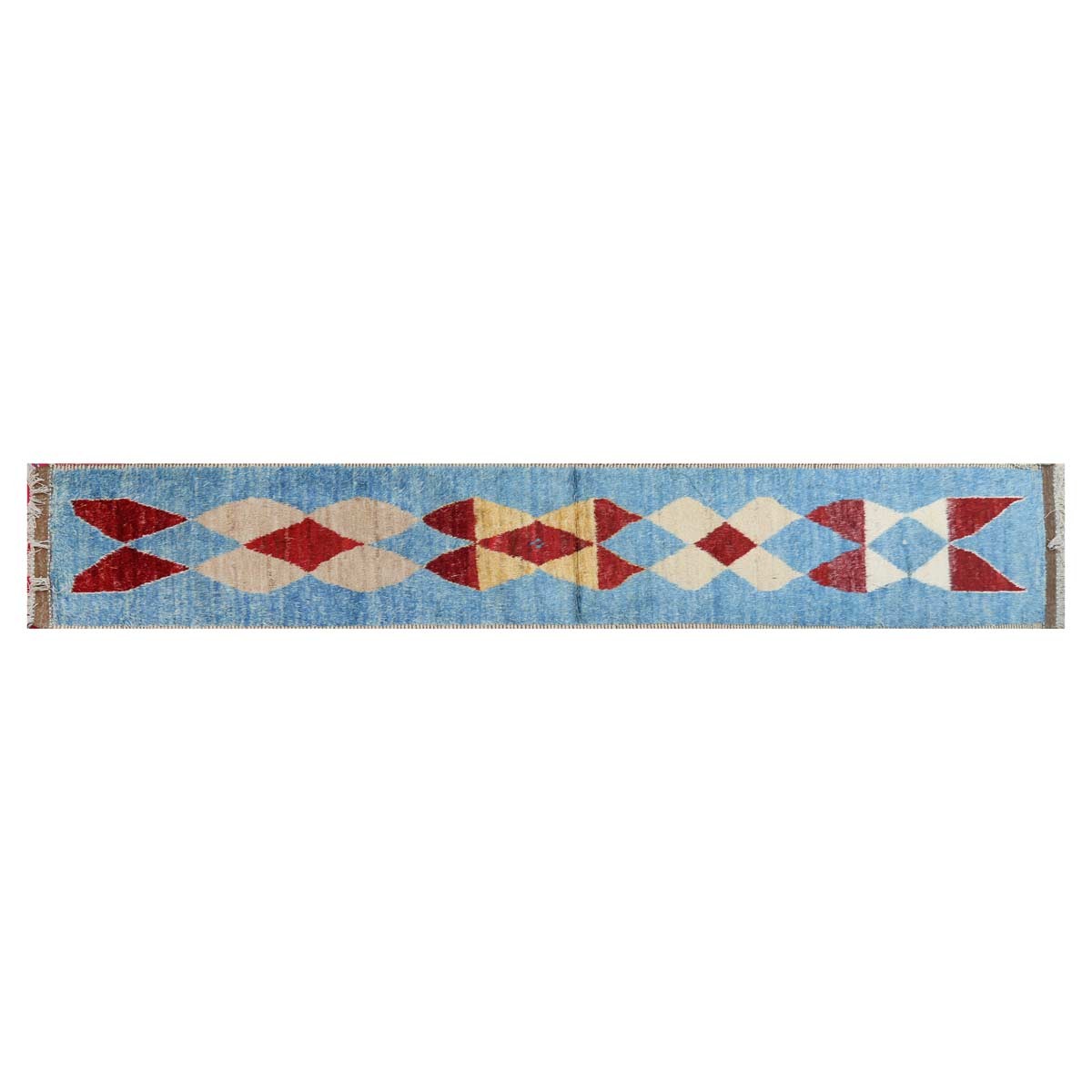 Blue Jul Khirs Handmade Afghan Rug | Vintage Runner Rug 16' 0" X 2' 6" 1