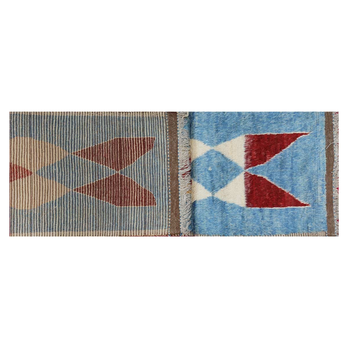 Blue Jul Khirs Handmade Afghan Rug | Vintage Runner Rug 16' 0" X 2' 6" 2