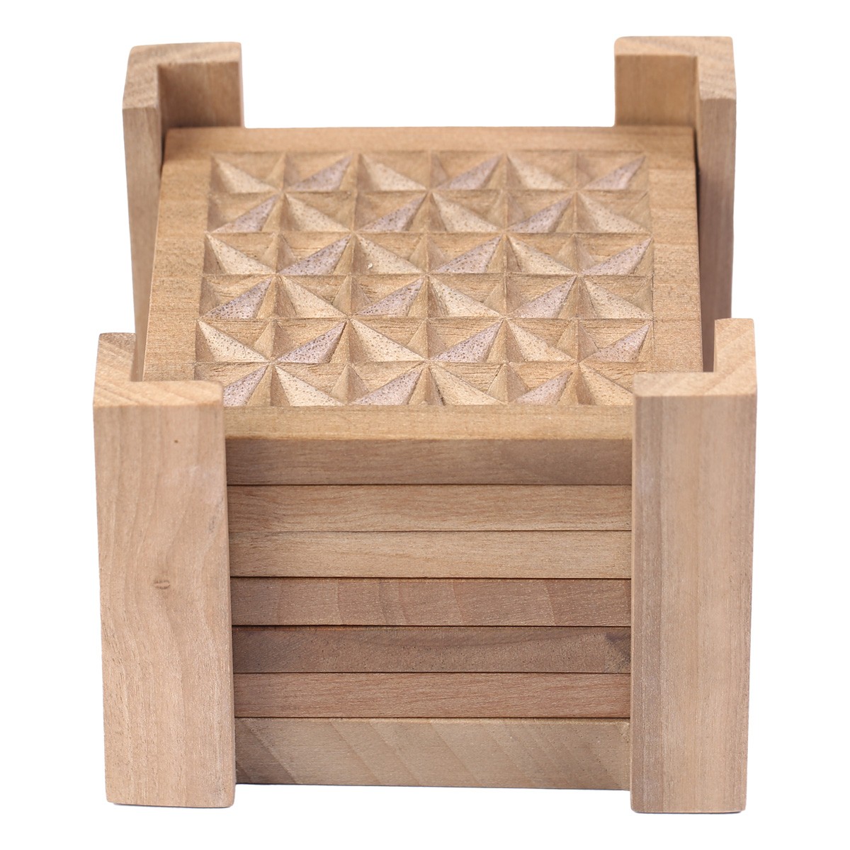 Walnut Cup Saucer Set | Wooden Square Saucer Set 2