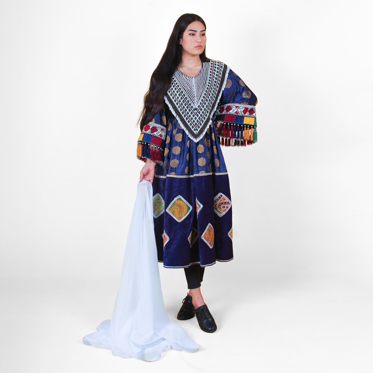 Blue Gande Afghani | Handmade Women's Afghan Dress 5