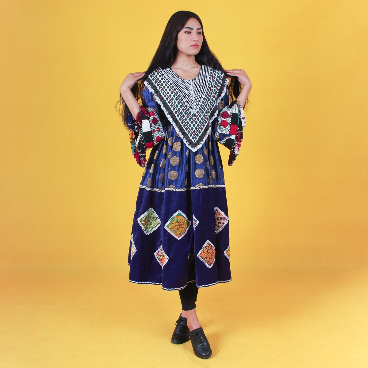 Blue Gande Afghani | Handmade Women's Afghan Dress 1
